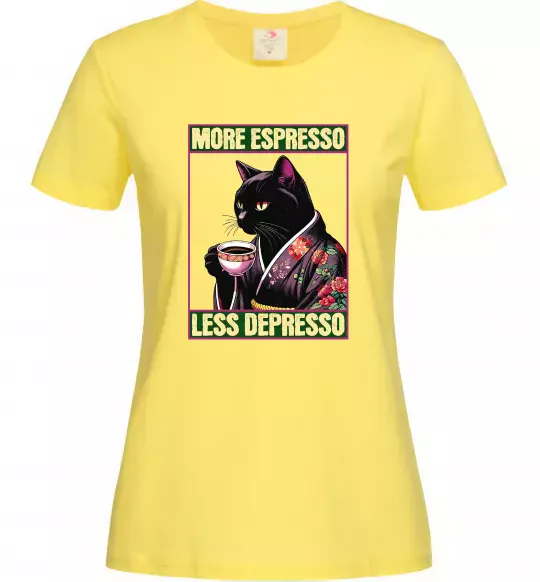 Жіноча футболка More espresso less depresso Лимонний фото