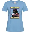 Жіноча футболка More espresso less depresso Блакитний фото