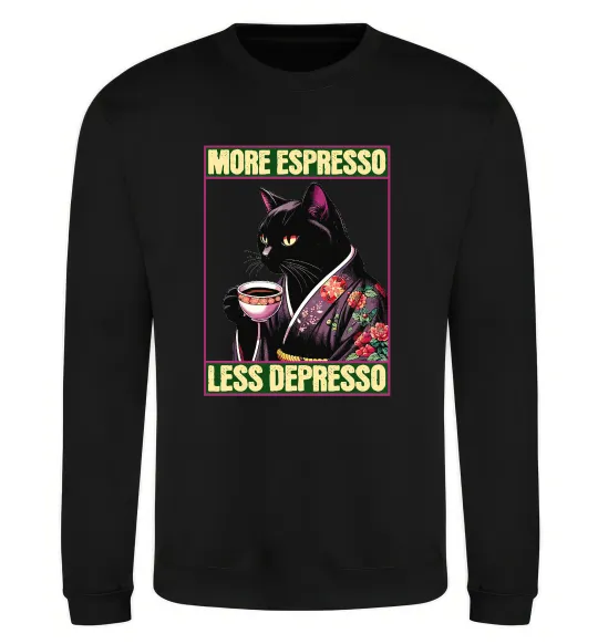 Свитшот More espresso less depresso Черный фото