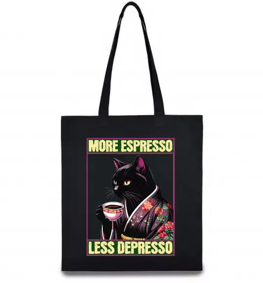 Еко-сумка More espresso less depresso Чорний фото