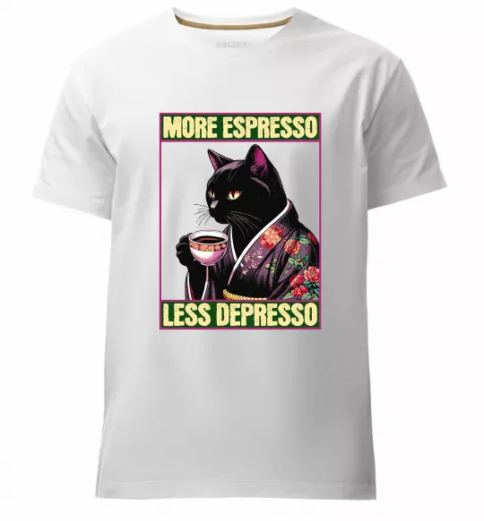 Чоловіча преміум футболка More espresso less depresso Білий фото