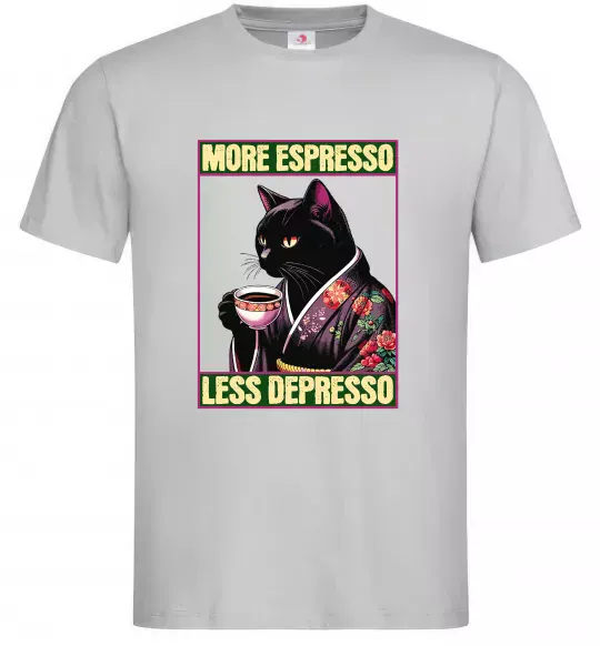 Чоловіча футболка More espresso less depresso Сірий фото