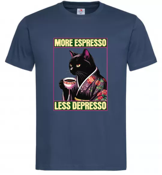 Чоловіча футболка More espresso less depresso Темно-синій фото