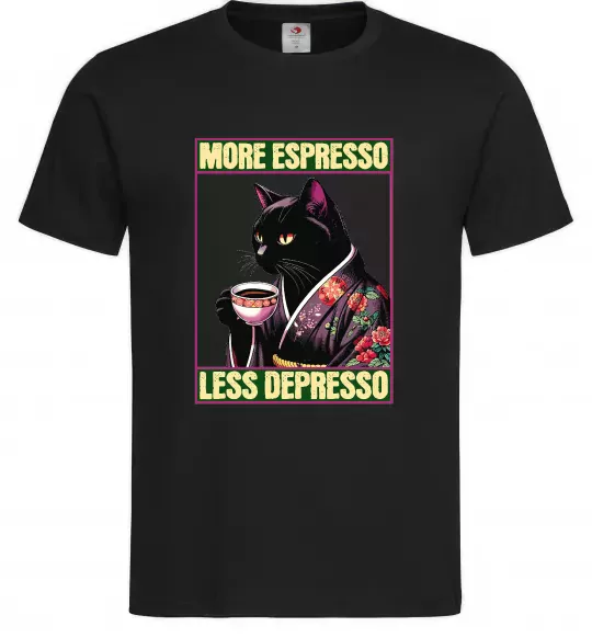 Чоловіча футболка More espresso less depresso Чорний фото