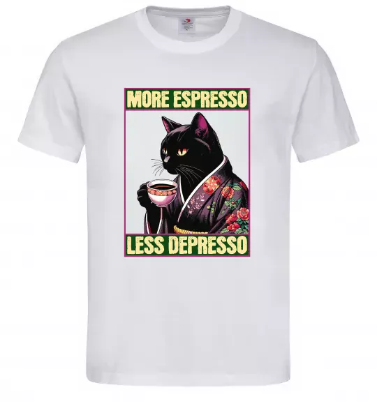 Чоловіча футболка More espresso less depresso Білий фото