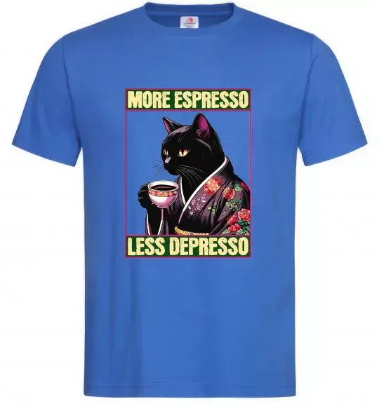 Чоловіча футболка More espresso less depresso Яскраво-синій фото