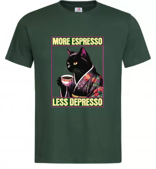Чоловіча футболка More espresso less depresso Темно-зелений фото