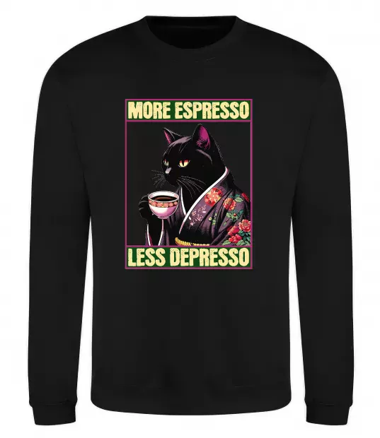 Світшот More espresso less depresso Чорний фото
