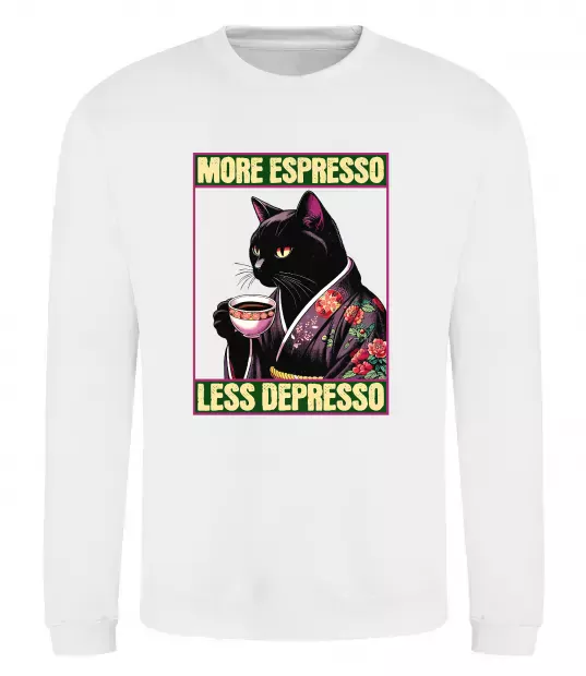 Світшот More espresso less depresso Білий фото