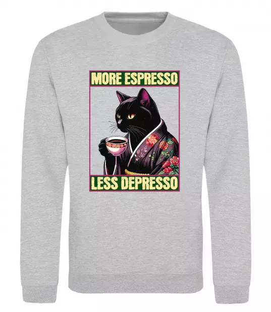 Світшот More espresso less depresso Сірий меланж фото
