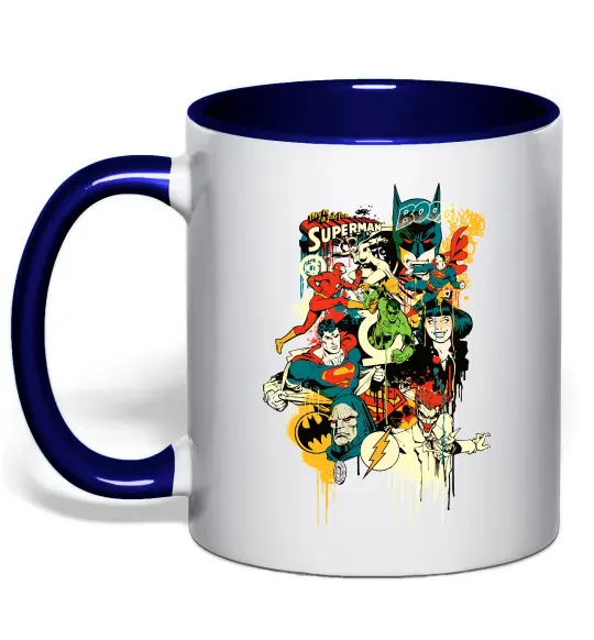 Чашка с цветной ручкой This is a job for superman Глубокий темно-синий фото