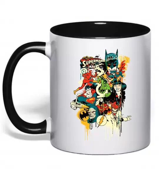 Чашка с цветной ручкой This is a job for superman Черный фото