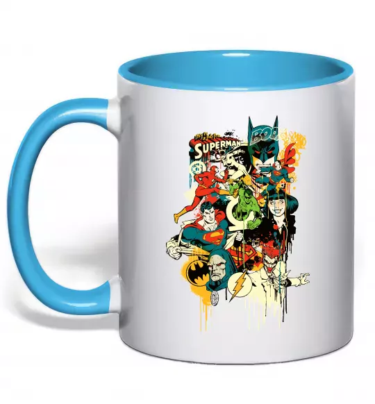 Чашка с цветной ручкой This is a job for superman Голубой фото