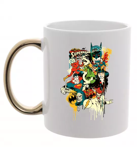 Чашка с цветной ручкой This is a job for superman Золото фото