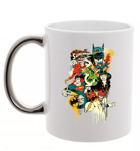 Чашка с цветной ручкой This is a job for superman Серебро фото