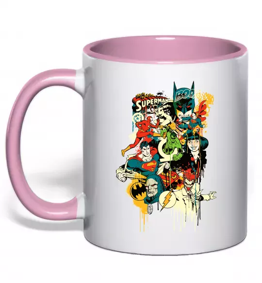 Чашка с цветной ручкой This is a job for superman Нежно розовый фото