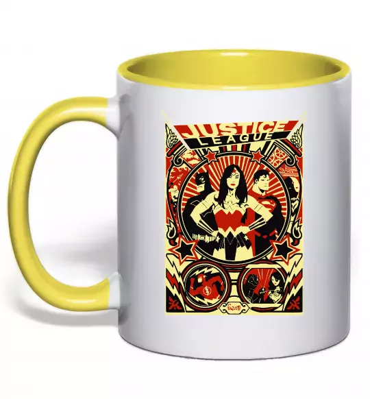 Чашка з кольоровою ручкою Justice league Сонячно жовтий фото