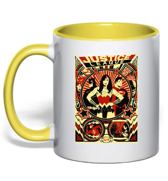 Чашка з кольоровою ручкою Justice league Лимонний фото