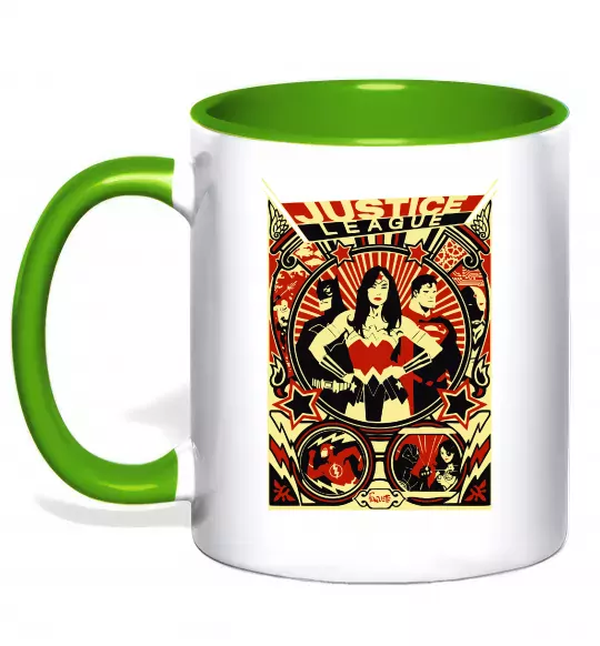 Чашка з кольоровою ручкою Justice league Зелений фото