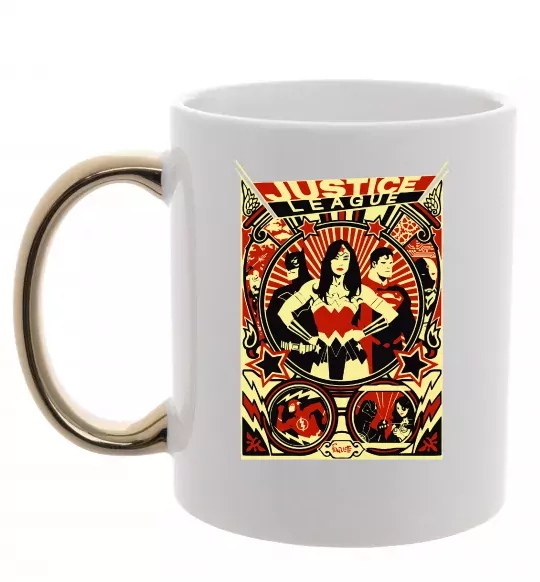 Чашка з кольоровою ручкою Justice league Золото фото