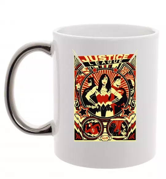 Чашка з кольоровою ручкою Justice league Срібло фото