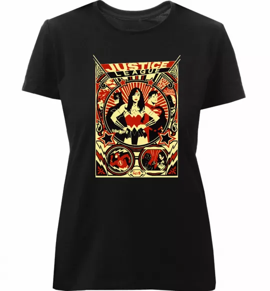 Жіноча преміум футболка Justice league Чорний фото