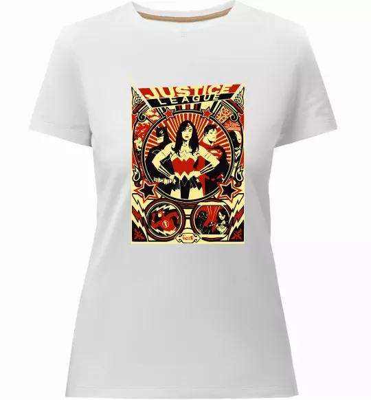 Жіноча преміум футболка Justice league Білий фото