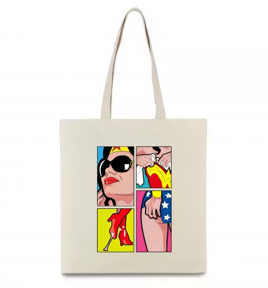 Эко-сумка Wonder woman Бежевый фото