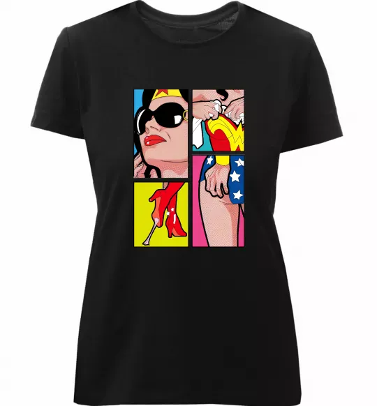 Жіноча преміум футболка Wonder woman Чорний фото