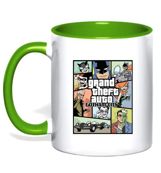 Чашка с цветной ручкой GTA Gotham City Лаймовый фото