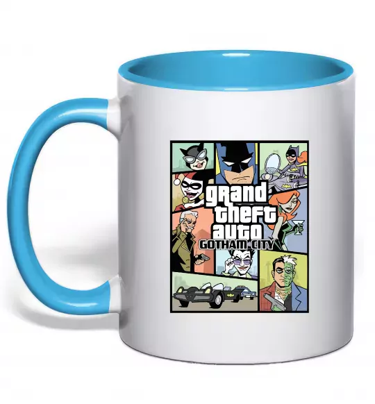Чашка с цветной ручкой GTA Gotham City Голубой фото