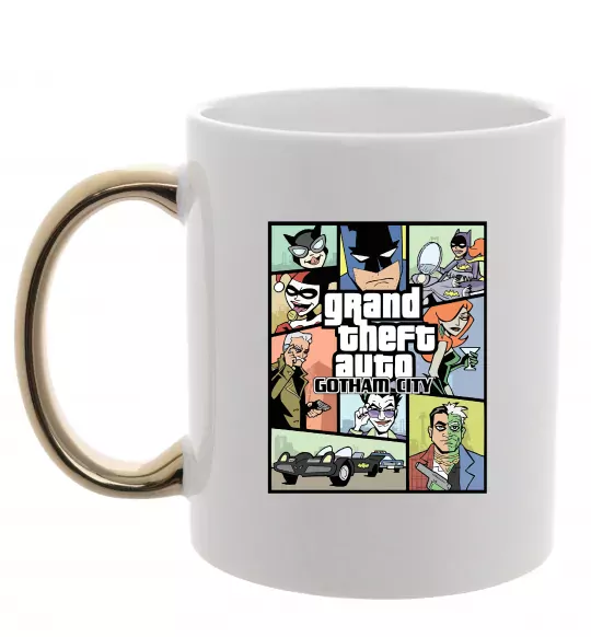Чашка с цветной ручкой GTA Gotham City Золото фото