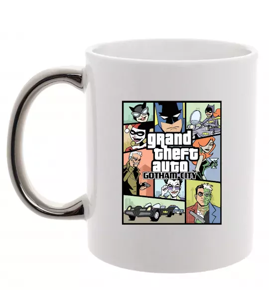 Чашка с цветной ручкой GTA Gotham City Серебро фото