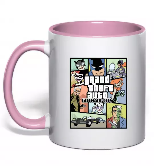Чашка с цветной ручкой GTA Gotham City Нежно розовый фото