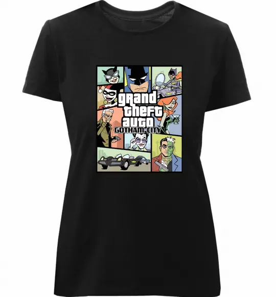 Женская премиум футболка GTA Gotham City Черный фото