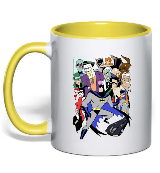 Чашка с цветной ручкой Готем персонажі Лимонный фото