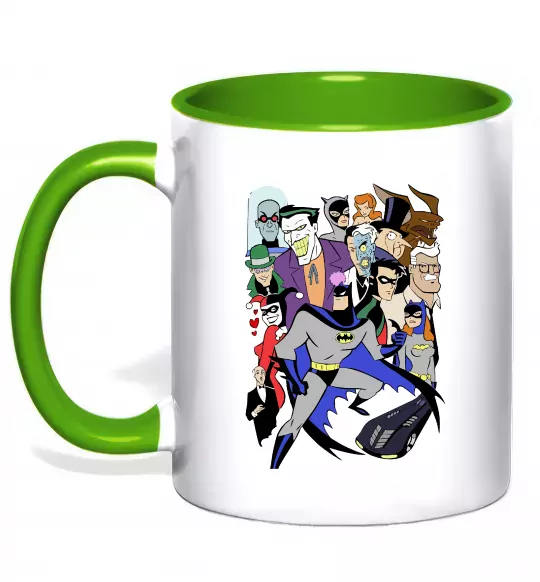 Чашка з кольоровою ручкою Готем персонажі Зелений фото
