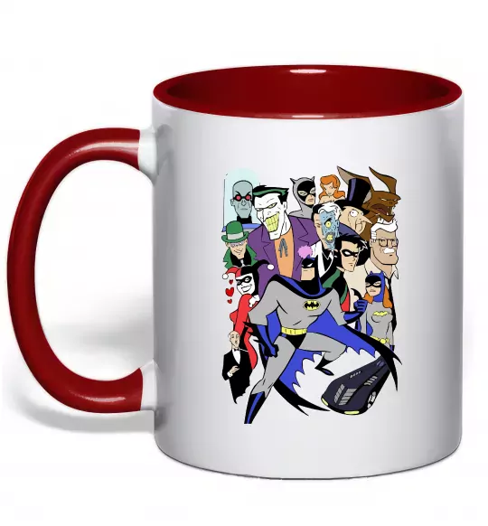 Чашка з кольоровою ручкою Готем персонажі Червоний фото