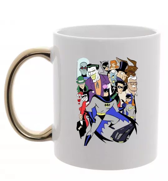 Чашка з кольоровою ручкою Готем персонажі Золото фото