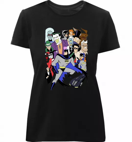 Жіноча преміум футболка Готем персонажі Чорний фото