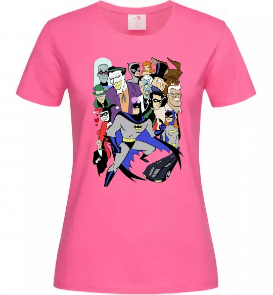 Жіноча футболка Готем персонажі Яскраво-рожевий фото