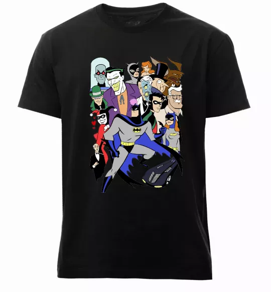 Чоловіча преміум футболка Готем персонажі Чорний фото