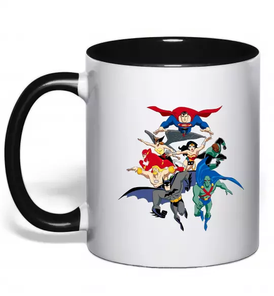 Чашка с цветной ручкой Ліга справедливості Черный фото