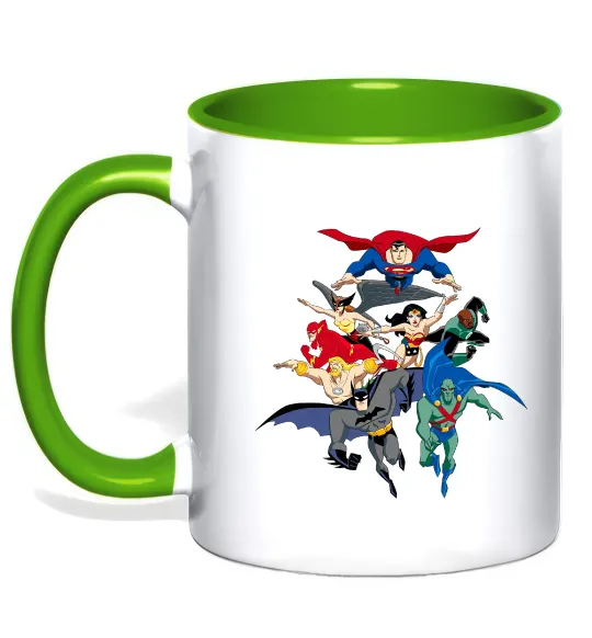 Чашка с цветной ручкой Ліга справедливості Лаймовый фото