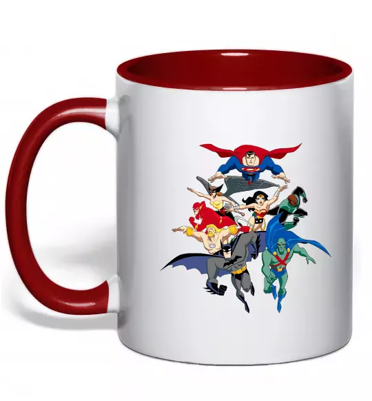 Чашка с цветной ручкой Ліга справедливості Красный фото
