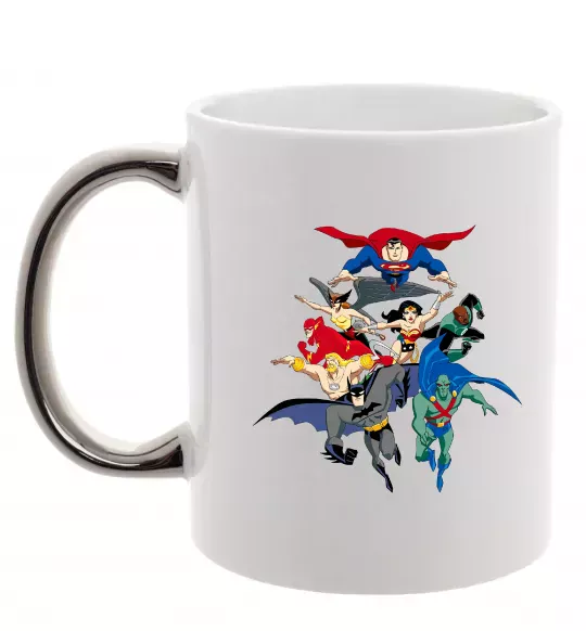 Чашка с цветной ручкой Ліга справедливості Серебро фото