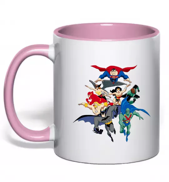 Чашка с цветной ручкой Ліга справедливості Нежно розовый фото