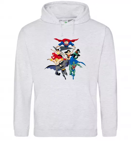 Мужская толстовка (худи) Ліга справедливості Серый меланж фото