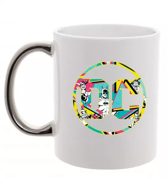 Чашка з кольоровою ручкою DC персонажі Срібло фото