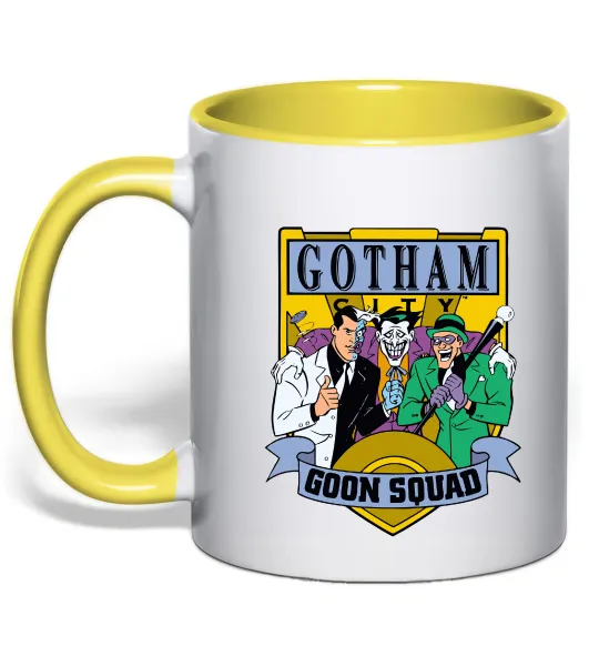 Чашка с цветной ручкой Gotham goon squad Лимонный фото